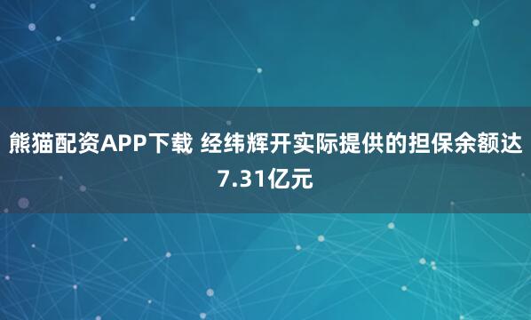 熊猫配资APP下载 经纬辉开实际提供的担保余额达7.31亿元